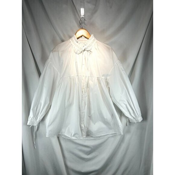 Zara Tops - NWT Zara Women's White Oversized Poplin Shirt Long Sleeve Button Front Size XS
